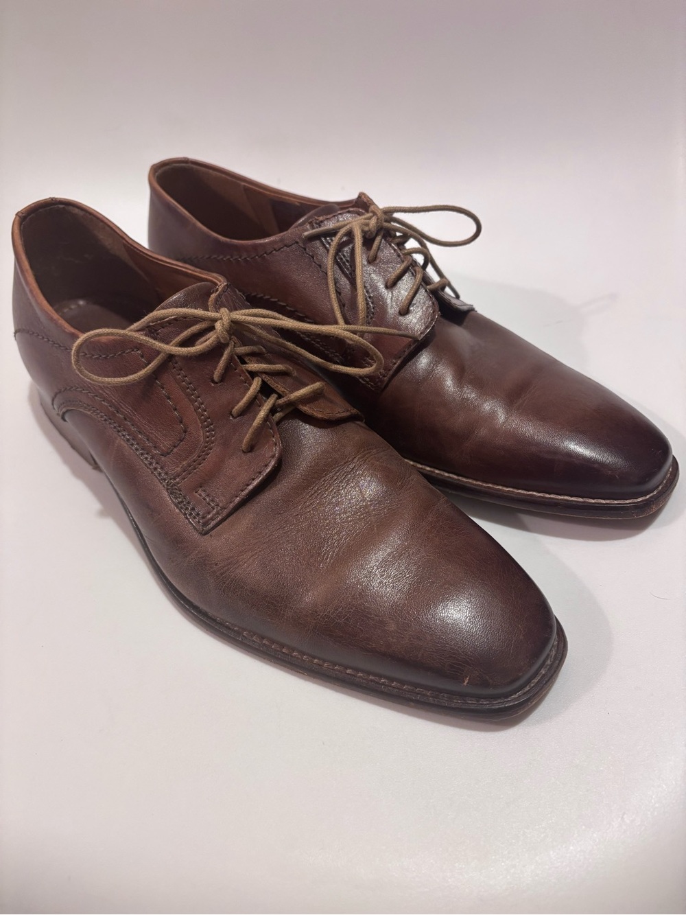 Cox Men's Classic Brown Leather Lace-Up Dress Shoes Oxford Formal Wedding